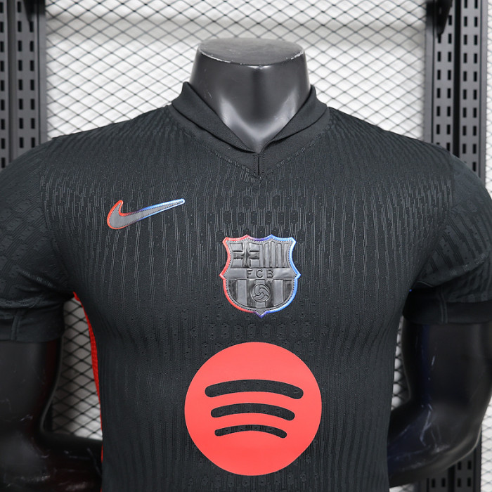 with Big Spofity Barca Camisetas de Futbol Player Version 2024-2025 Barcelona Away Black Soccer Jersey