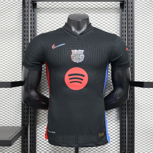 with Big Spofity Barca Camisetas de Futbol Player Version 2024-2025 Barcelona Away Black Soccer Jersey