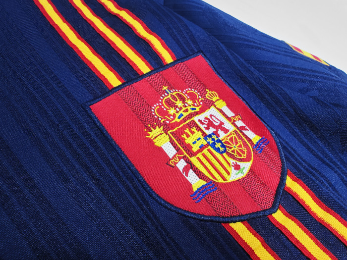 Retro Jersey 1996 Spain Third Away Dark Blue Soccer Jersey Vintage Camiseta de España Football Shirt