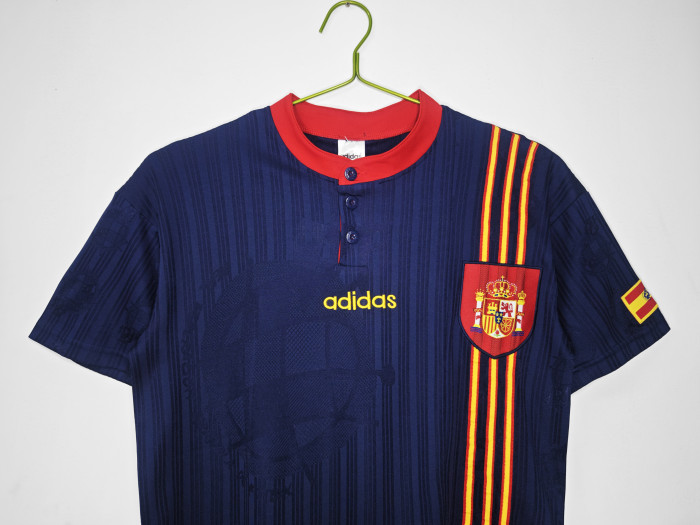 Retro Jersey 1996 Spain Third Away Dark Blue Soccer Jersey Vintage Camiseta de España Football Shirt