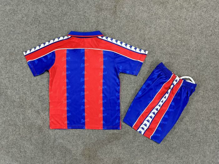 Retro Youth Uniform Kids Kit 1992-1995 Barcelona Home Soccer Jersey Shorts Vintage Child Football Set