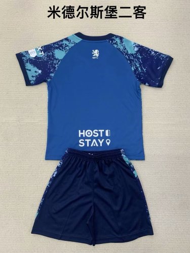 Adult Uniform 2024-2025 Middlesbrough Third Away Blue Soccer Jersey Shorts Football Kit