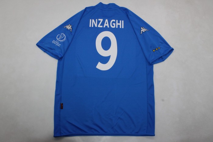 with Patch Retro Jersey 2002 Italy INZAGHI 9 Home Soccer Jersey Vintage Football Shirt
