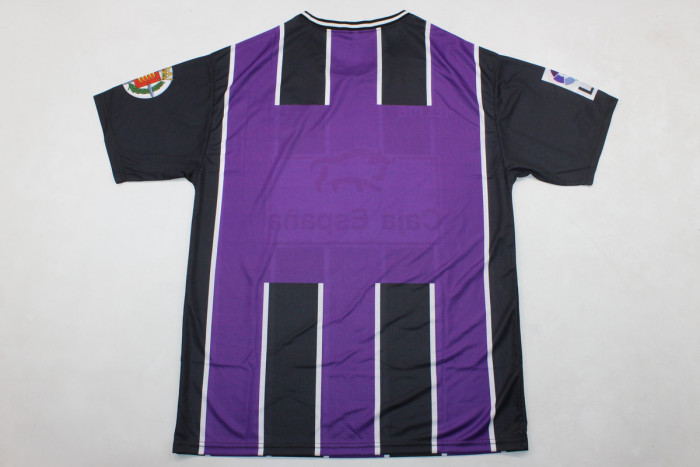 with LFP Patch Retro Jersey 1999-2000 Real Valladolid Away Purple Soccer Jersey Vintage Football Shirt