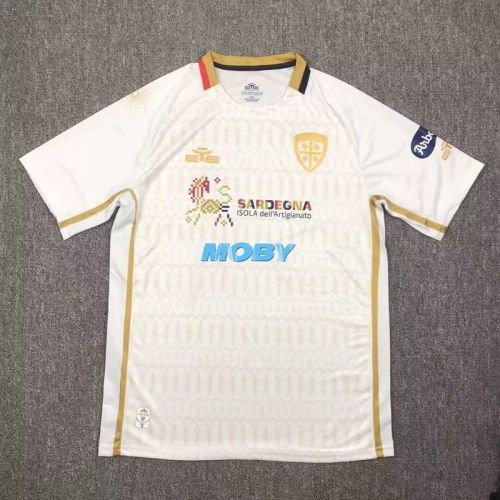 Fan Version 2024-2025 Cagliari Away White Soccer Jersey Football Shirt