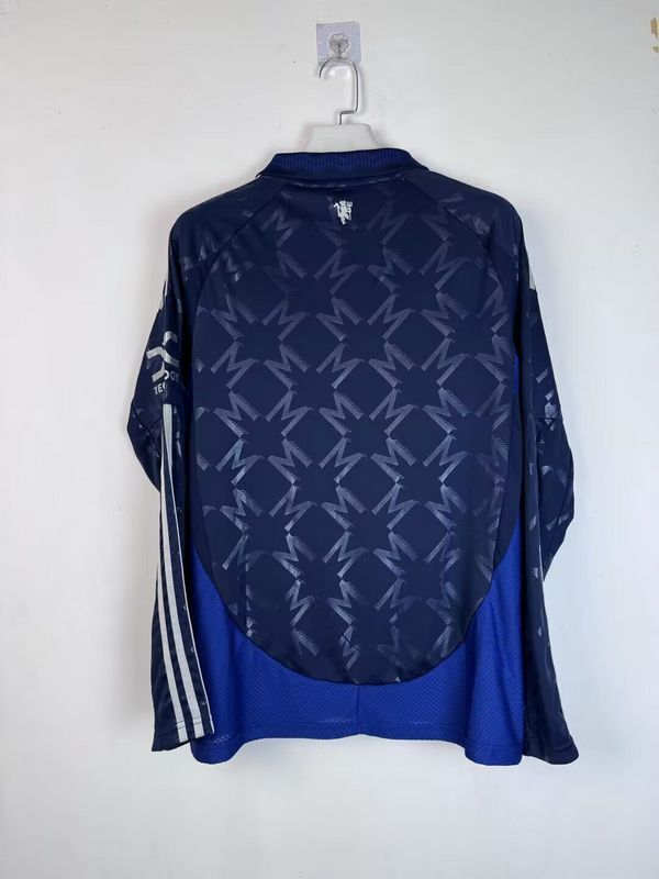 Long Sleeve Fan Version 2024-2025 Manchester United Away Dark Blue Soccer Jersey Man United Football Shirt