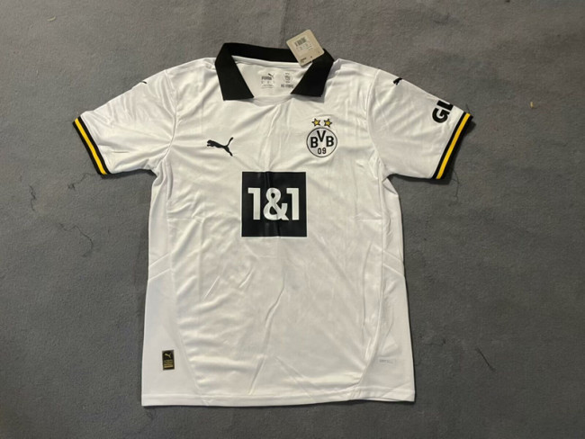 Fan Version 2024-2025 Borussia Dortmund Third Away White Soccer Jersey Vintage BVB Football Shirt