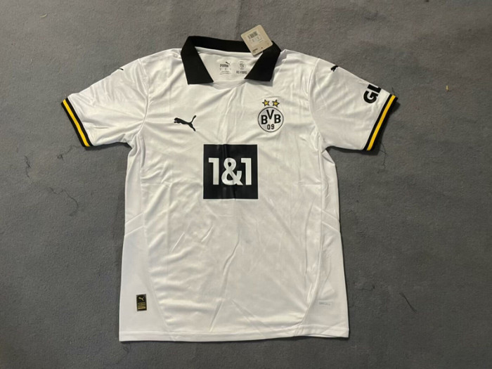 Fan Version 2024-2025 Borussia Dortmund Third Away White Soccer Jersey Vintage BVB Football Shirt