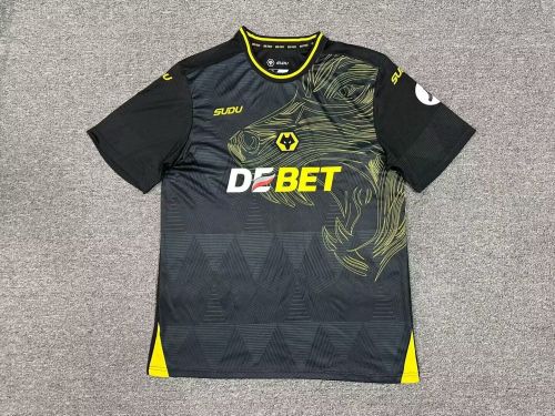 Fan Version Wolves Jersey 2024-2025 Wolverhampton Wanderers Away Black Football Shirt Soccer Jersey
