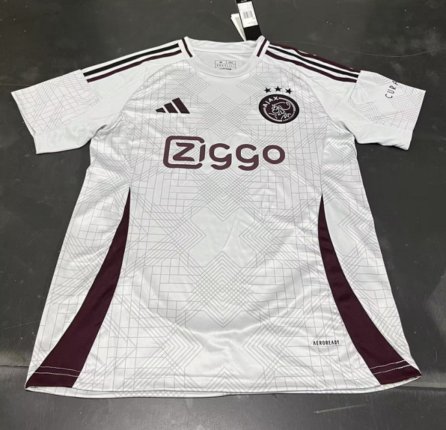 Fan Version 2024-2025 Ajax Third Away White Soccer Jersey Football Shirt