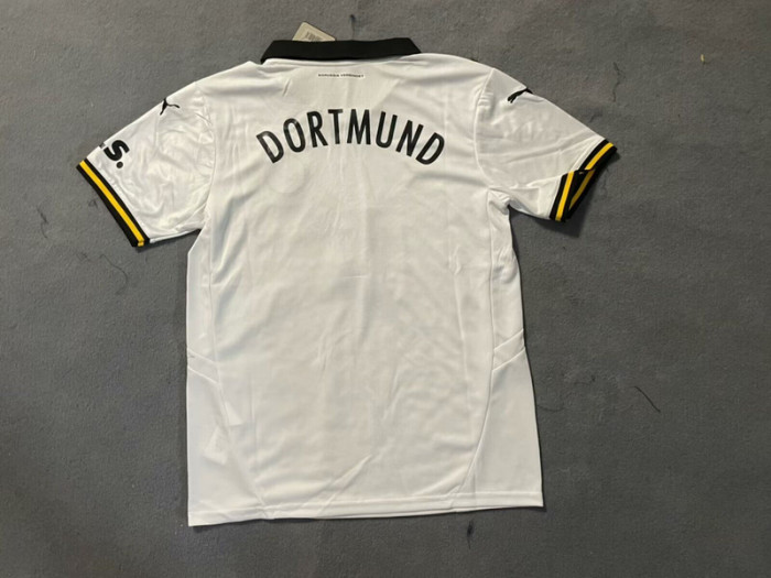 Fan Version 2024-2025 Borussia Dortmund Third Away White Soccer Jersey Vintage BVB Football Shirt