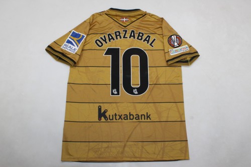with Europa League Patch Fan Version 2024-2025 Real Sociedad OYARZABAL 10 Away Gold Soccer Jersey Football Shirt