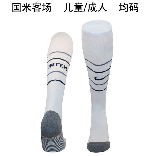 Youth/Adult 2024-2025 Inter Milan Away White Soccer Socks Football Socks