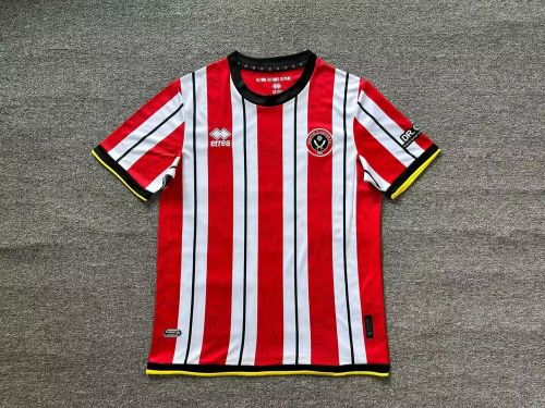 without Sponor Logo Fan Version 2024-2025 Sheffield United Home Soccer Jersey Football Shirt