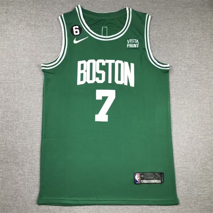 with Sponor Logo Boston Celtics 7 Brown Green NBA Jersey Basketball Shirt