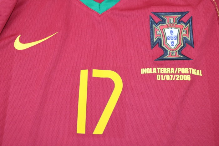 with Front Lettering+Euro 2006 Patch Retro Jersey 2006 Portugal 17 C.RONALDO Home Soccer Jersey