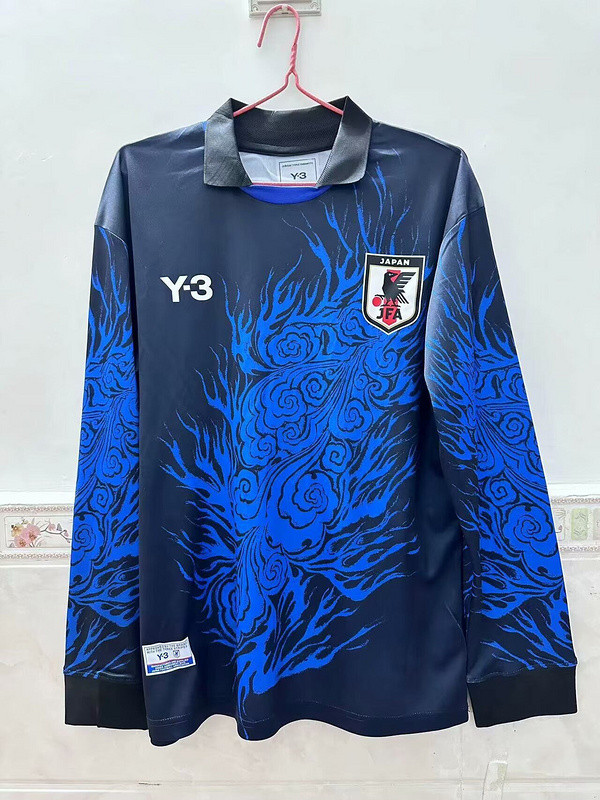 Long Sleeve Japan 2024 Y-3 Blue Special Edition Soccer Jersey Football Shirt