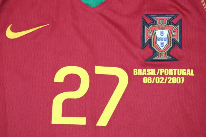 with Front Lettering+Euro 2006 Patch Retro Jersey 2006 Portugal 27 QUARESMA Home Soccer Jersey