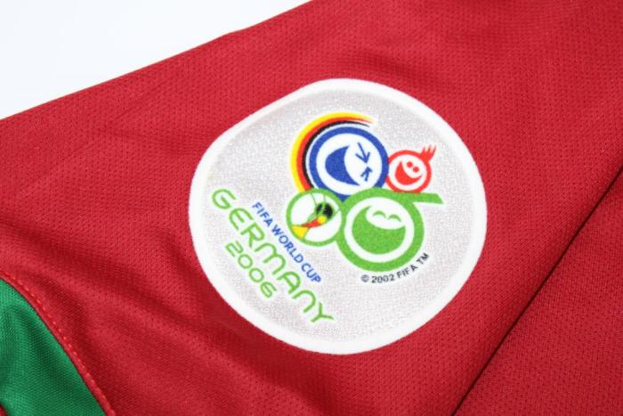 with Front Lettering+Euro 2006 Patch Retro Jersey 2006 Portugal 27 QUARESMA Home Soccer Jersey