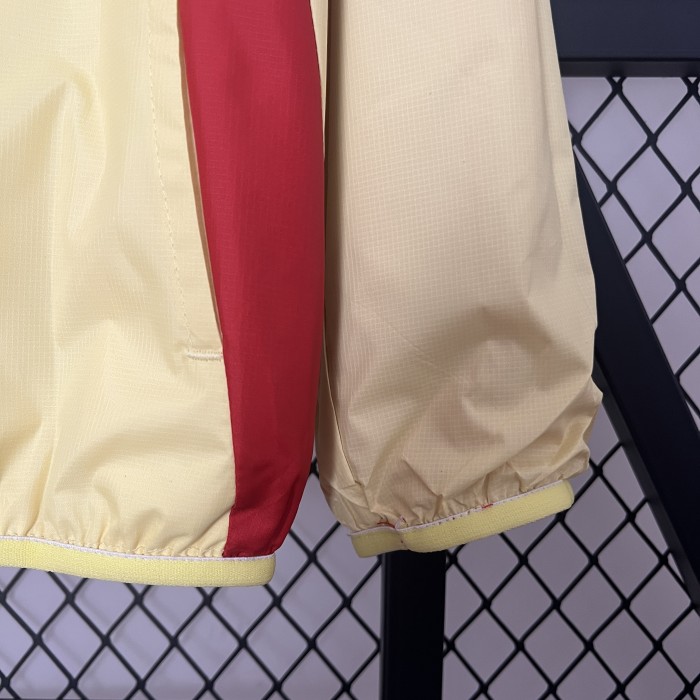 2024 Spain Red/Yellow Trench Coat Soccer Reversible Windbreaker Jacket Football Jacket