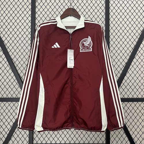 2024 Mexico Red/White Trench Coat Soccer Reversible Windbreaker Jacket Football Jacket