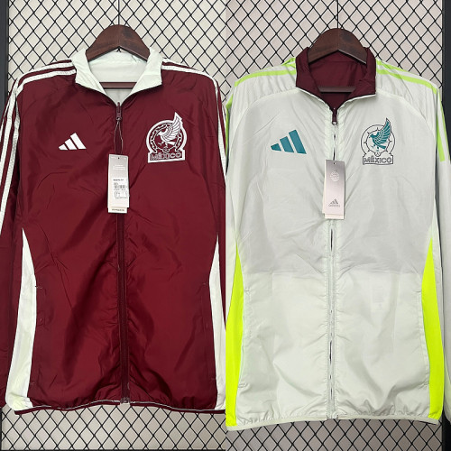 2024 Mexico Red/White Trench Coat Soccer Reversible Windbreaker Jacket Football Jacket