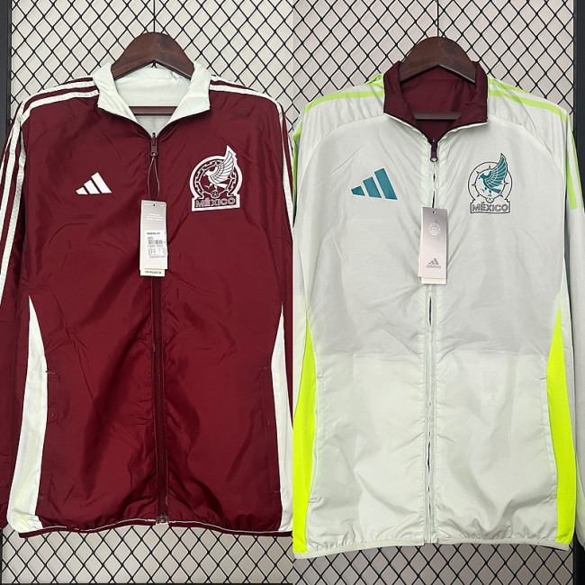 2024 Mexico Red/White Trench Coat Soccer Reversible Windbreaker Jacket Football Jacket