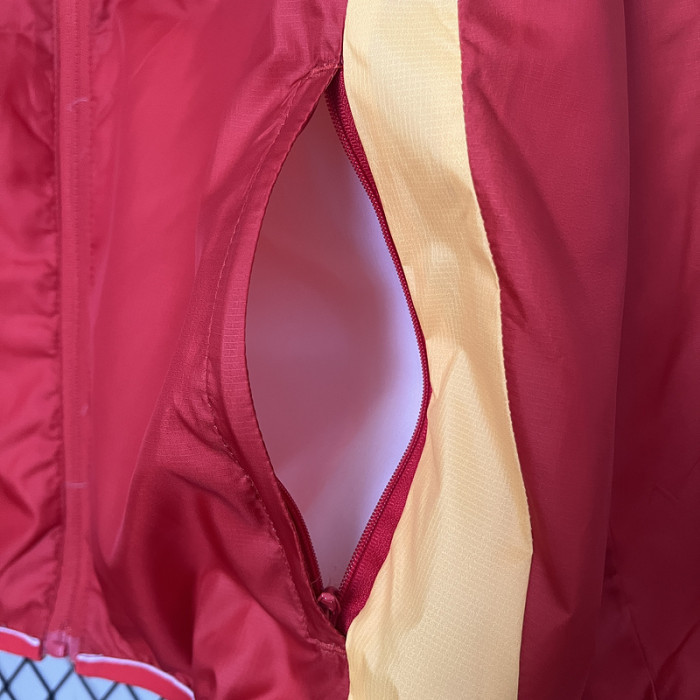 2024 Spain Red/Yellow Trench Coat Soccer Reversible Windbreaker Jacket Football Jacket