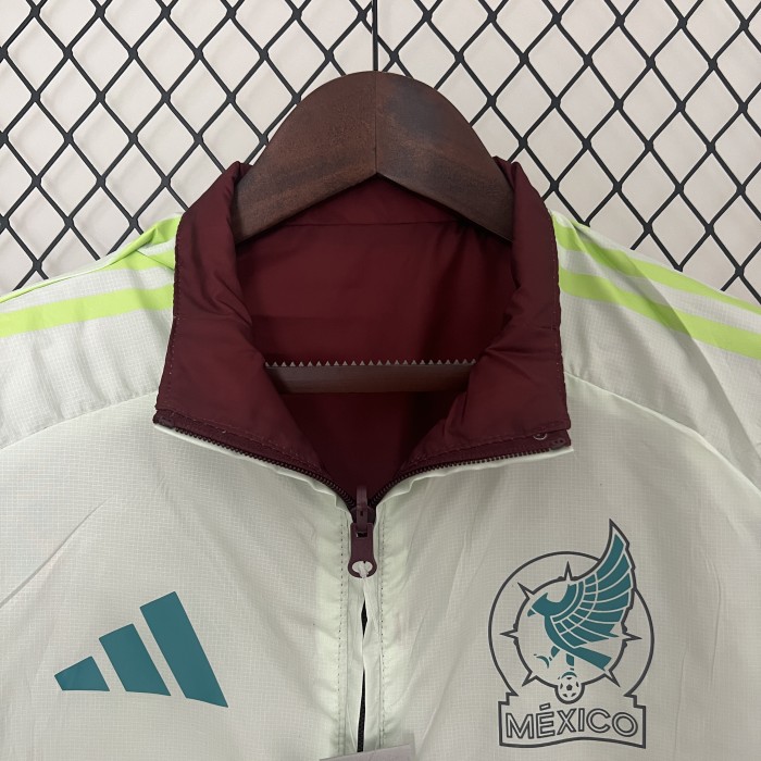 2024 Mexico Red/White Trench Coat Soccer Reversible Windbreaker Jacket Football Jacket