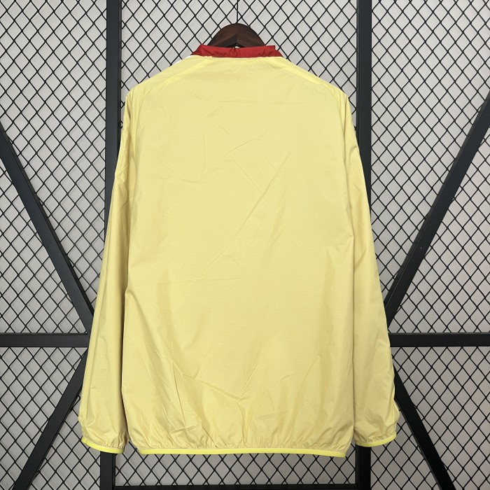 2024 Spain Red/Yellow Trench Coat Soccer Reversible Windbreaker Jacket Football Jacket
