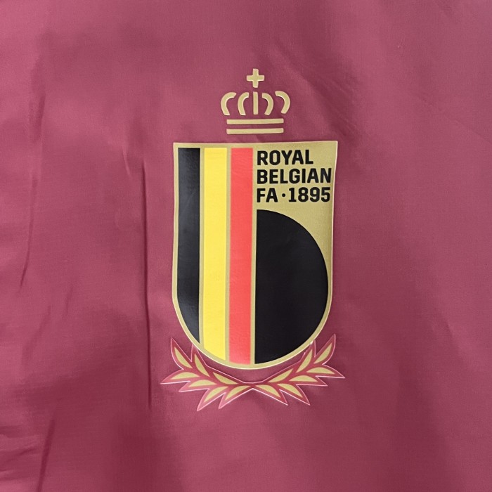 2024 BEL Red/Beige Trench Coat Soccer Reversible Windbreaker Jacket Football Jacket
