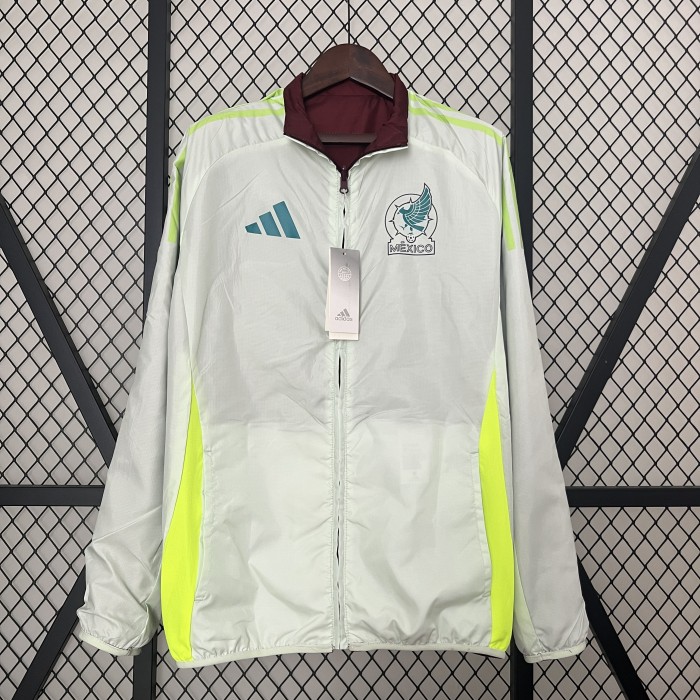2024 Mexico Red/White Trench Coat Soccer Reversible Windbreaker Jacket Football Jacket