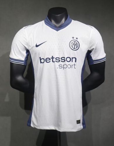 with Sponor Logo Player Version 2024-2025 Inter Milan Away White Soccer Jersey Football Shirt