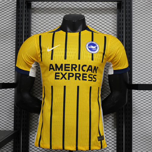 Player Version 2024-2025 Brighton & Hove Albion Away Yellow Soccer Jersey Football Shirt