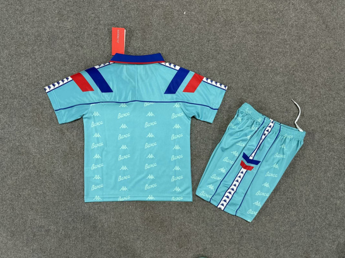 Retro Youth Uniform Kids Kit 1992-1995 Barcelona Away Blue Soccer Jersey Shorts Vintage Child Football Set