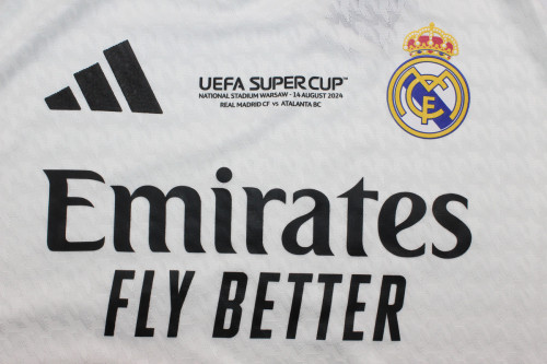 with Front Lettering+Eurosuper Cup Patch Player Version 2024-2025 Real Madrid Eurosuper Cup Home Soccer Jersey Real Football Shirt