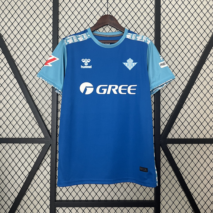 with LALIGA Patch Fan Version 2024-2025 Real Betis Third Away Blue Soccer Jersey Football Shirt