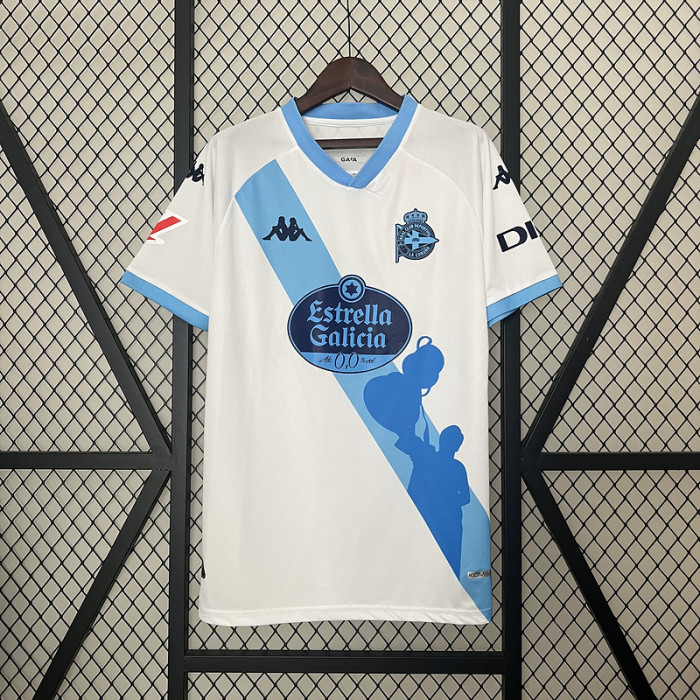 with LALIGA Patch Fan Version 2024-2025 Deportivo La Coruna Away White Soccer Jersey Camisetas de Futbol