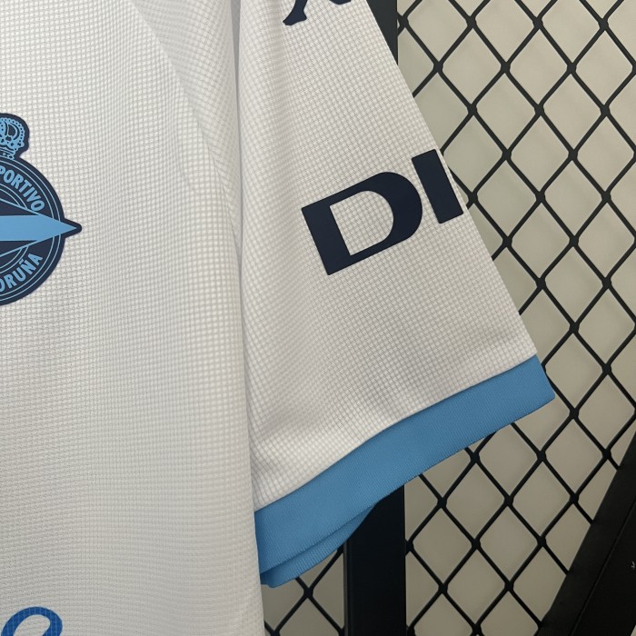 with LALIGA Patch Fan Version 2024-2025 Deportivo La Coruna Away White Soccer Jersey Camisetas de Futbol