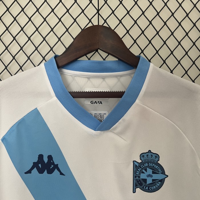 with LALIGA Patch Fan Version 2024-2025 Deportivo La Coruna Away White Soccer Jersey Camisetas de Futbol