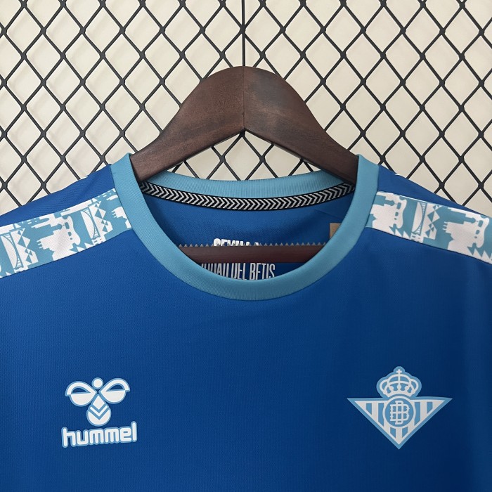 with LALIGA Patch Fan Version 2024-2025 Real Betis Third Away Blue Soccer Jersey Football Shirt