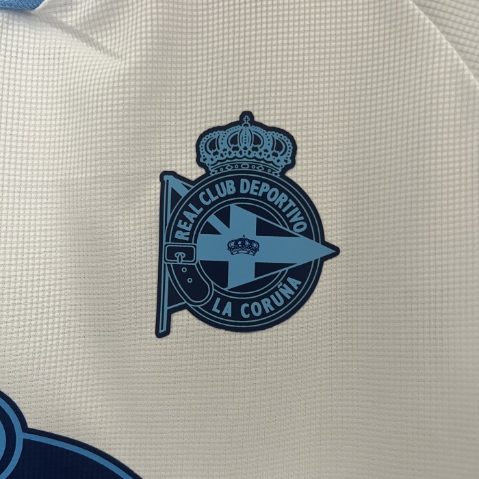 with LALIGA Patch Fan Version 2024-2025 Deportivo La Coruna Away White Soccer Jersey Camisetas de Futbol