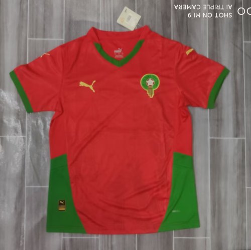 Fans Version 2024-2025 Morocco Home Red Soccer Jersey Football Shirt