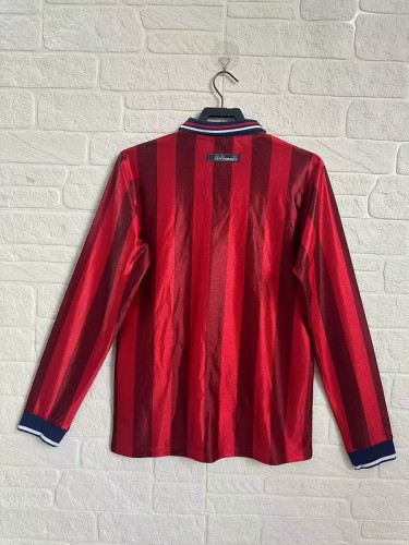 with Front Lettering Long Sleeve Retro Jersey England 1998 Away Red Soccer Jersey Vintage Football Shirt
