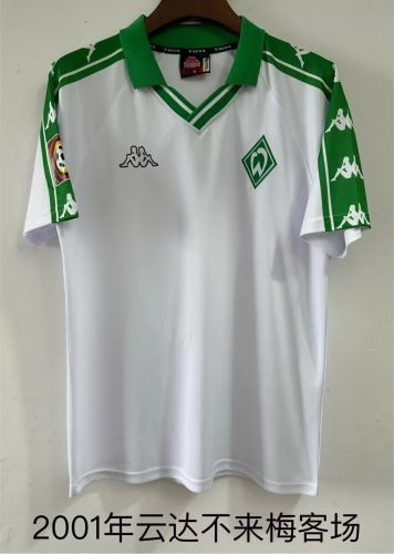 Retro Jersey 2001 Werder Bremen Away White Soccer Jersey Vintage Football Shirt