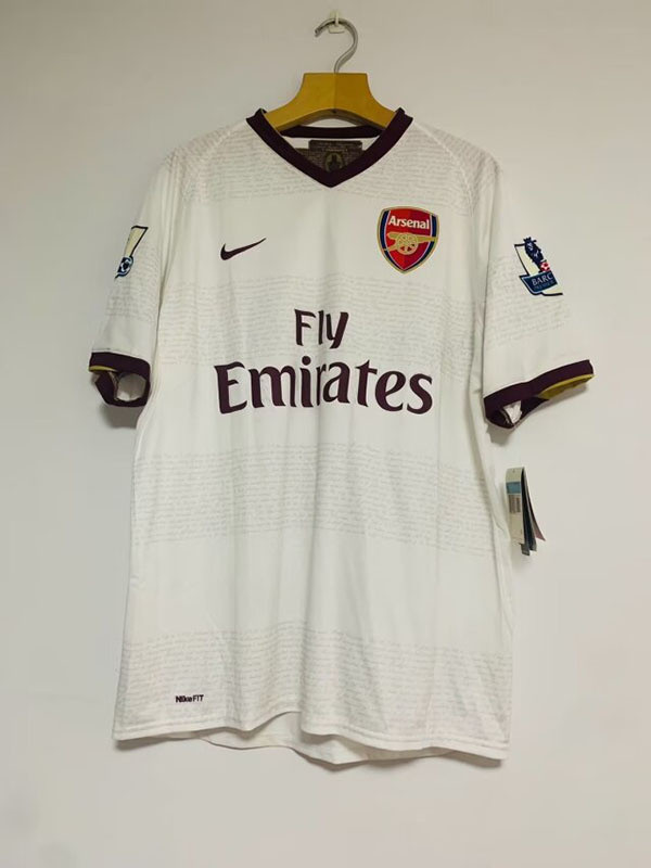 with EPL Patch Retro Jersey 2007-2008 Arsenal FABREGAS 4 Away White Soccer Jersey Vintage Football Shirt