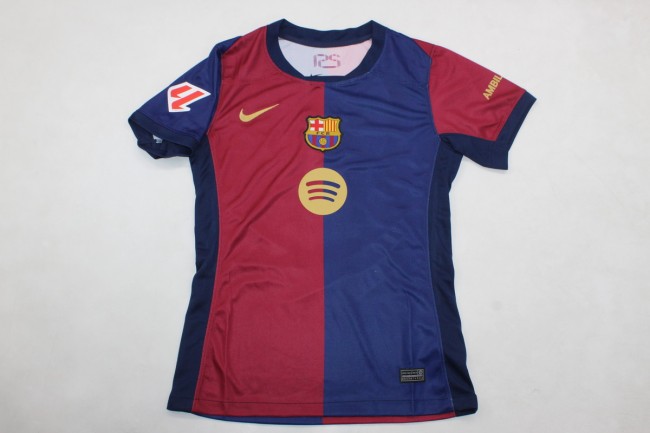 With Big Spofity+LALIGA Patch Women 2024-2025 Barcelona Home Soccer Jersey Girl Football Shirt