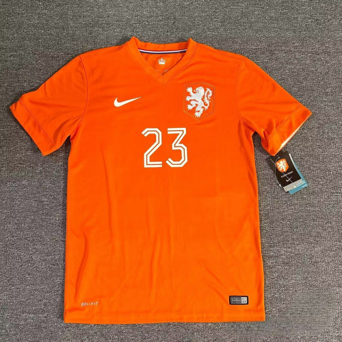 Retro Jersey 2014 Netherlands VAN DER VAART 23 Home Soccer Jersey Vintage Holland Football Shirt