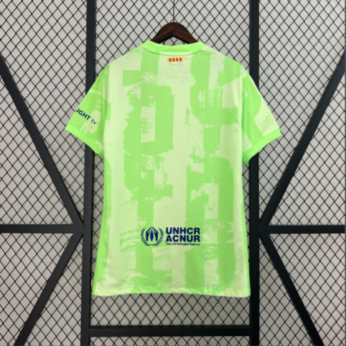 with Big Spofity Barca Camisetas de Futbol Fan Version 2024-2025 Barcelona Third Away Green Soccer Jersey