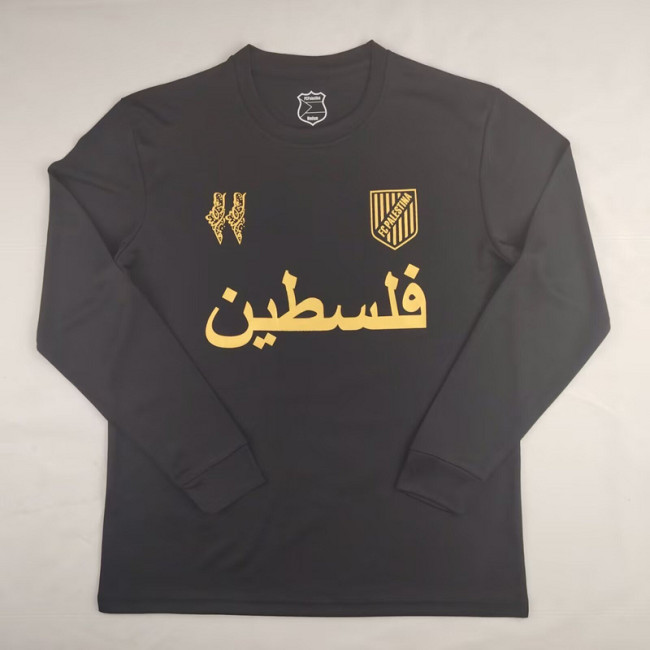 Long Sleeve 2024 Palestine Black/Gold Soccer Jersey FC Palestina Football Shirt